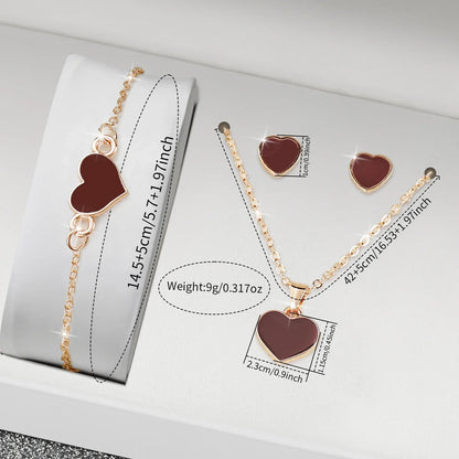 5PCS/Set Elegant Square Women Quartz Watch Leather Strap Wristwatches Heart Jewelry Set Relogio Feminino (Without Box)