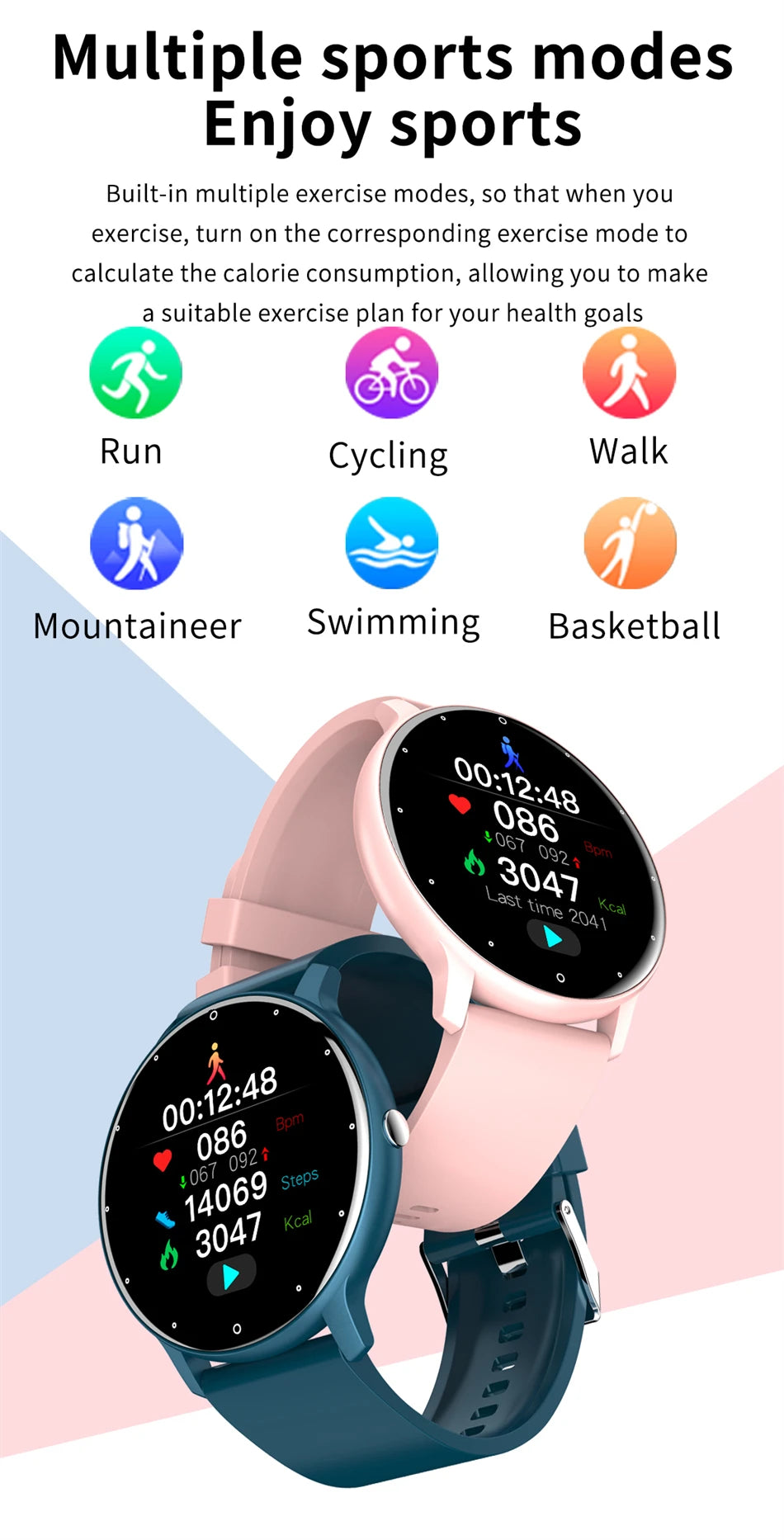 Smartwatch LIGE męski damski z pełnym ekranem dotykowym Sportowy zegarek fitness męski IP67 Wodoodporny Bluetooth dla Androida iOS Smartwatch Mężczyźni