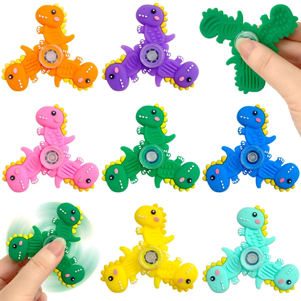 3/9PCS Dinosaur Silicone Spinners Sensory Toys Anxiety Relief Worry Stones Quiet Fidget Spinners for Stress Relief Party Favors