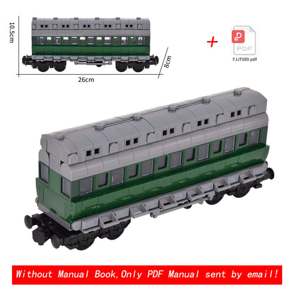 Vintage Dual Cab Train MOC Blocks, Detailed Retro Railway Locomotive, Educational DIY Toy for Train Fans, No Paper Manual