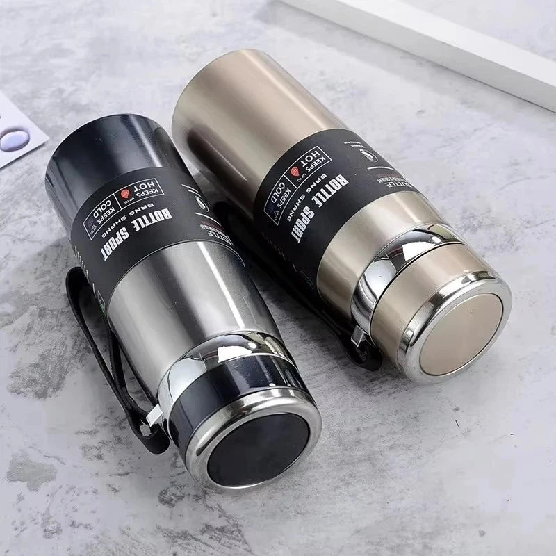Portable 1L Stainless Steel Vacuum Flask, Insulated Water Thermos for Hot/Cold Coffee, Tea & Beverages