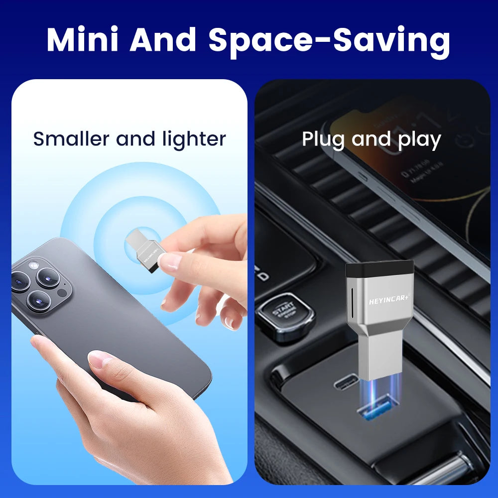 HEYINCAR New 3.0 Mini Wireless Carplay Android Auto Adapter Plug And Play Ai Box For VW Toyota Nissan Honda Benz Ford-More
