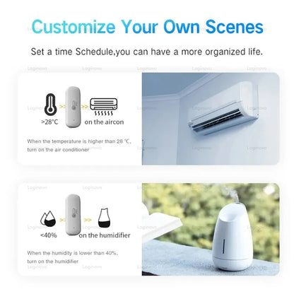 Zigbee Temperature Humidity Sensor Indoor Thermometer Hygrometer Meter Battery Powered Ewelink APP Control For Alexa Google