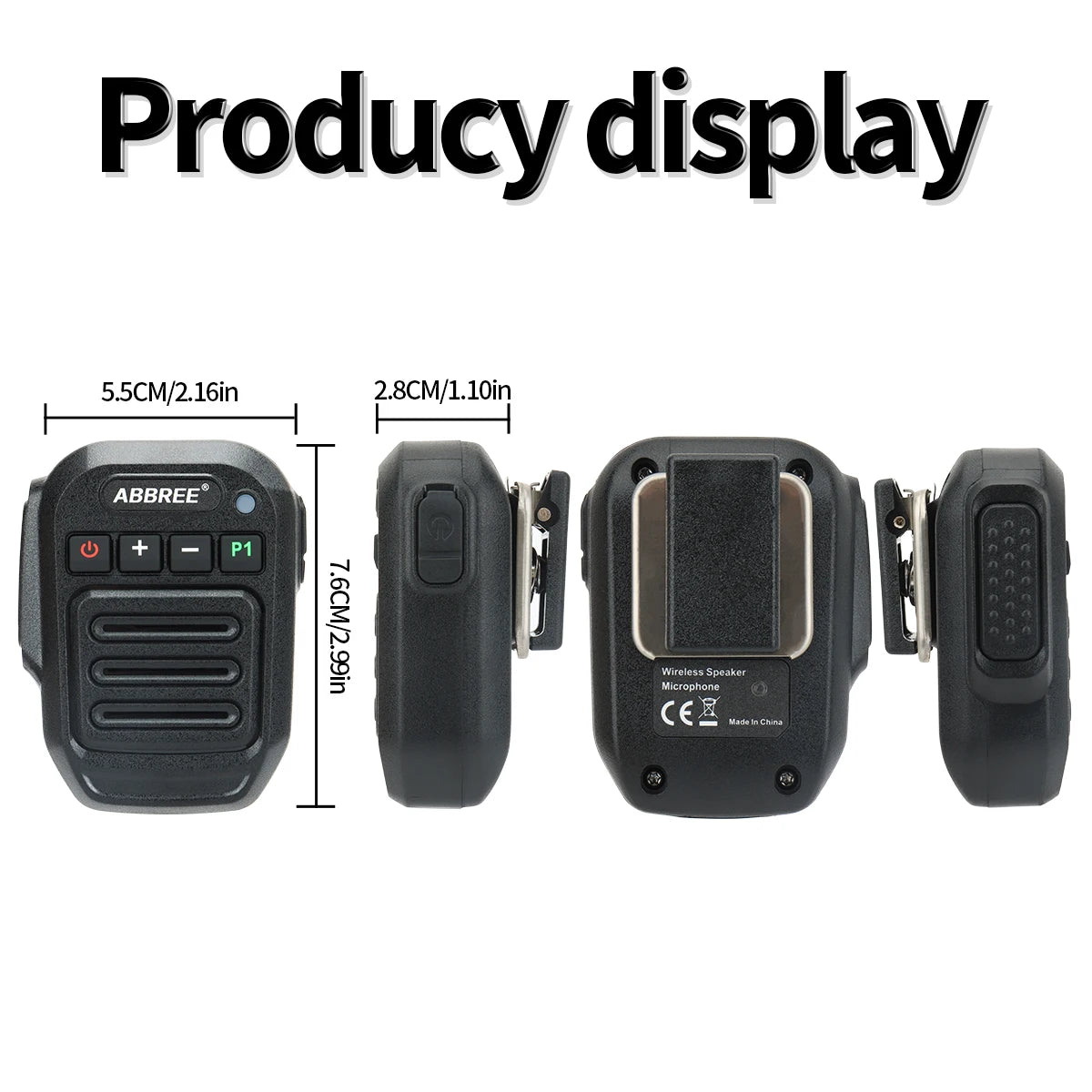ABBREE Walkie Talkie Bluetooth Wireless Speaker Mic For Baofeng UV-5R UV-5RH UV-21 PRO V2 Quansheng UV-K5 (8) UV-K6 Ham Radio