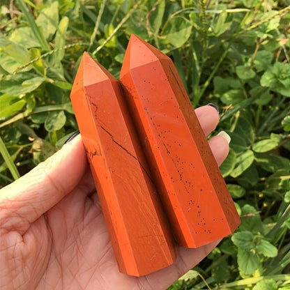 1pc Red Jasper Crystal Obelisk Standable Pointed Wand Hexagonal Tower Design Vibrant Home Decor & Mineral Specimen Perfect Gift