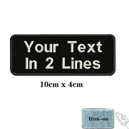 1PC Custom Name Patch Stripes Badge Iron On Or Hook Loop Black 8X2.5cm 8x5cm 10x2.5cm 10x4cm 12x2.5cm 15x5cm 20x7cm 25x8cm