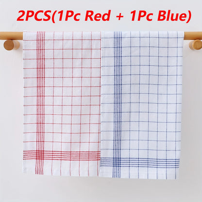 Large Plaid Kitchen Dish Towels Absorbent Tea Towels Soft and Reusable Cleaning Cloths Quick Drying Dish Rags for Washing Dishes