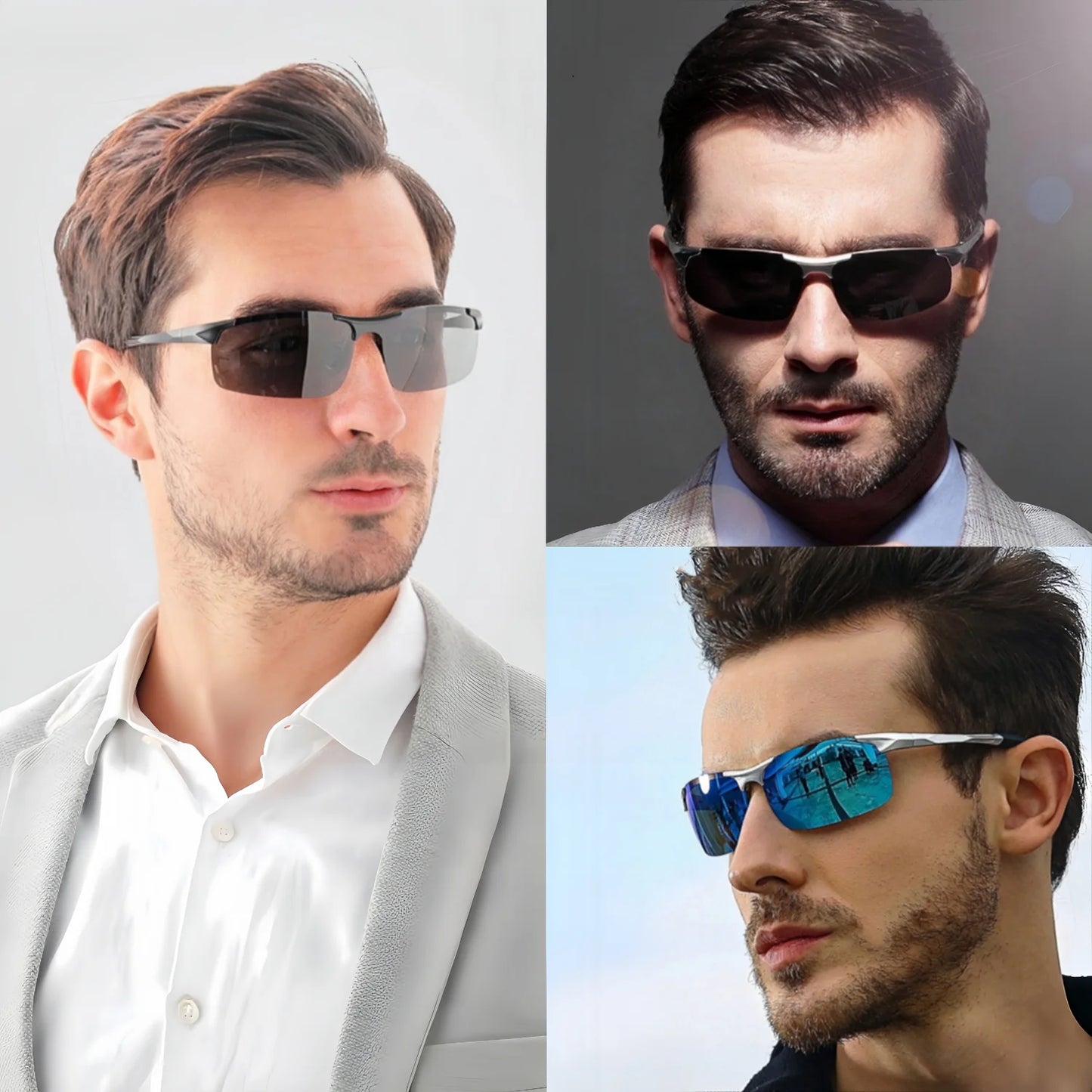 Classic Colorful Semi-Rimless Outdoor Polarized Sunglasses - Spring Hinge, UV400 for Driving, Fishing & Daily Use