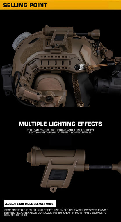 MPLS CHARGE 4.0 Tactics Helmet Light Multi-Mode LED Headlamp with Red/Green/Blue/White/IR Compatible OPS-CORE ARC Rail