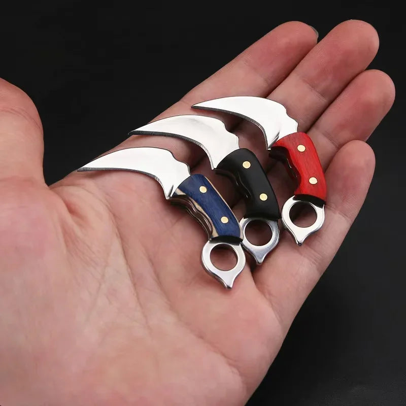 New Mini Wood Handle Keychain Pocket Knife Stainless Steel Camping Small Mini Portable Knife Peeler Fixed Blade Multi EDC Tool