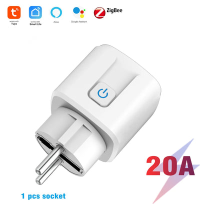 Tuya ZigBee Smart Socket Supporting Google/Alexa Voice Control| Requires Gateway| Remote Scheduling/Power Consumption Statistics