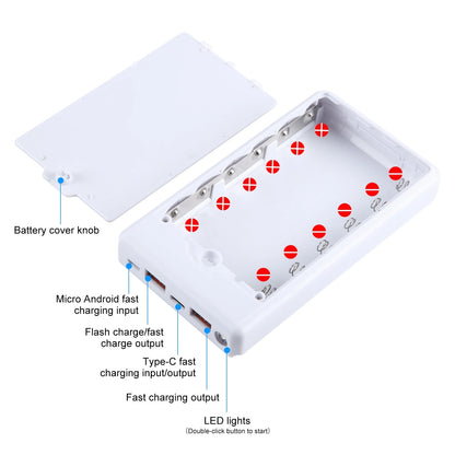 HAWEEL DIY 6 x 18650 Battery 24W Fast Charge Power Bank Box Case with Display, Not Include Battery