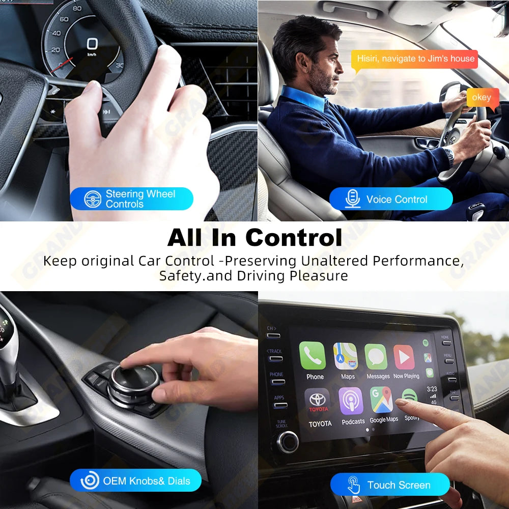 Grandnavi Android 13 3in1 CarPlay Ai Box Wireless Android Auto USB Adapter For Youtube Netflix Tiktok Universal AI Box Plug Play