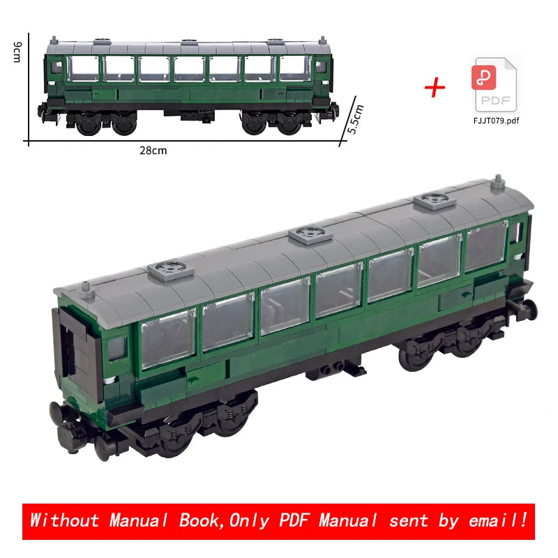 Vintage Dual Cab Train MOC Blocks, Detailed Retro Railway Locomotive, Educational DIY Toy for Train Fans, No Paper Manual