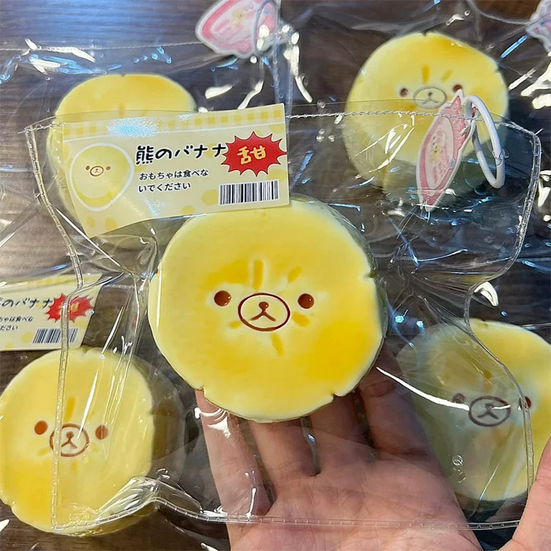 Handmade Squishy Toys Cute Radish Pineapple Banana Shaped Bear Slow Rising Stress Relief Squeeze Toys Food Grade Silicone