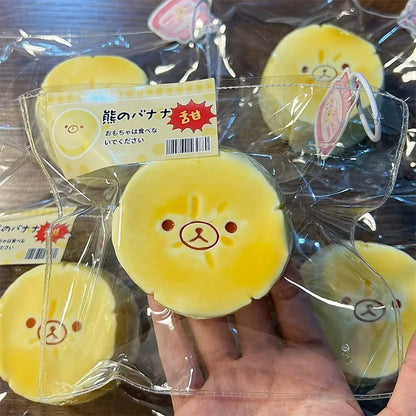 Handmade Squishy Toys Cute Radish Pineapple Banana Shaped Bear Slow Rising Stress Relief Squeeze Toys Food Grade Silicone
