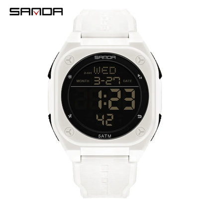SANDA Digital Watch Multi-function Alarm Clock Luminous Waterproof Silicone Wristwatch Casual Students Electronic Watches