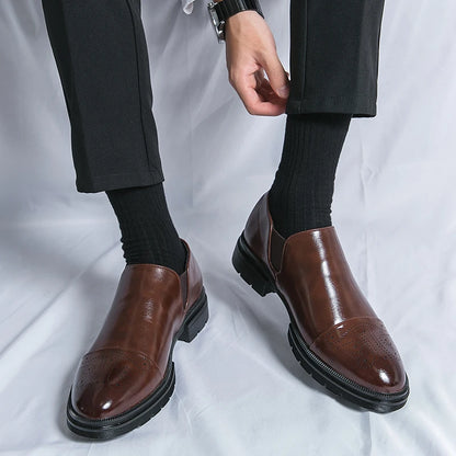 Classic Casual Leather Shoes For Men Slip On Men's Dress Shoes Trend Wedding Casual Business Shoes For Men Leather Social Loafer