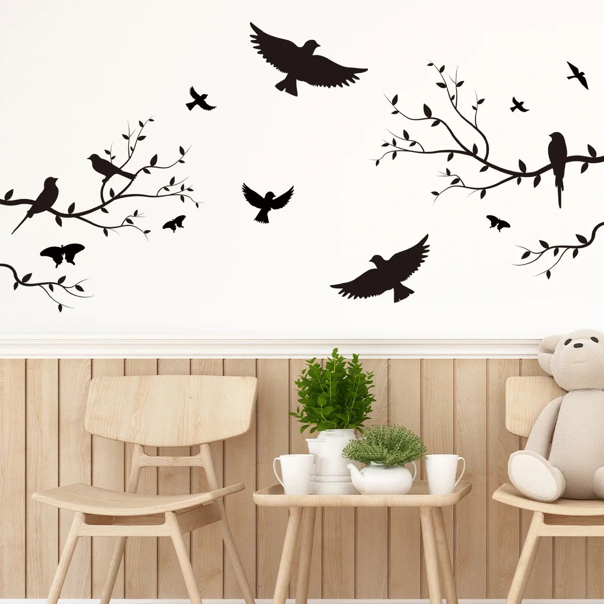 1Pc Branch Bird Silhouette Wall Stickers for Kids Room Decoration Living Room Decor Children's Home Bedroom Wall Decals DIY