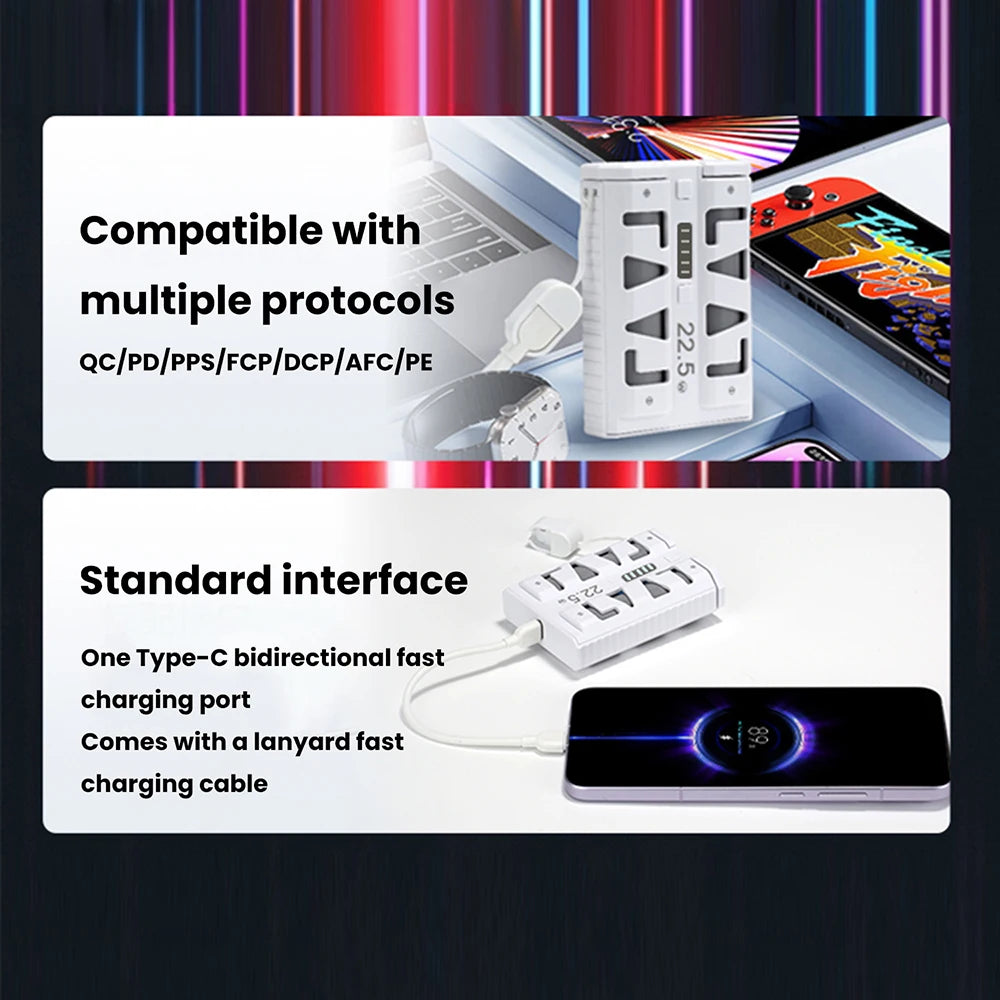 2x 21700 Power Bank Box DIY Kit 22.5W Fast Charging Dual Mode Battery Case One-Click Battery Swap Phone Charging Not Batteries