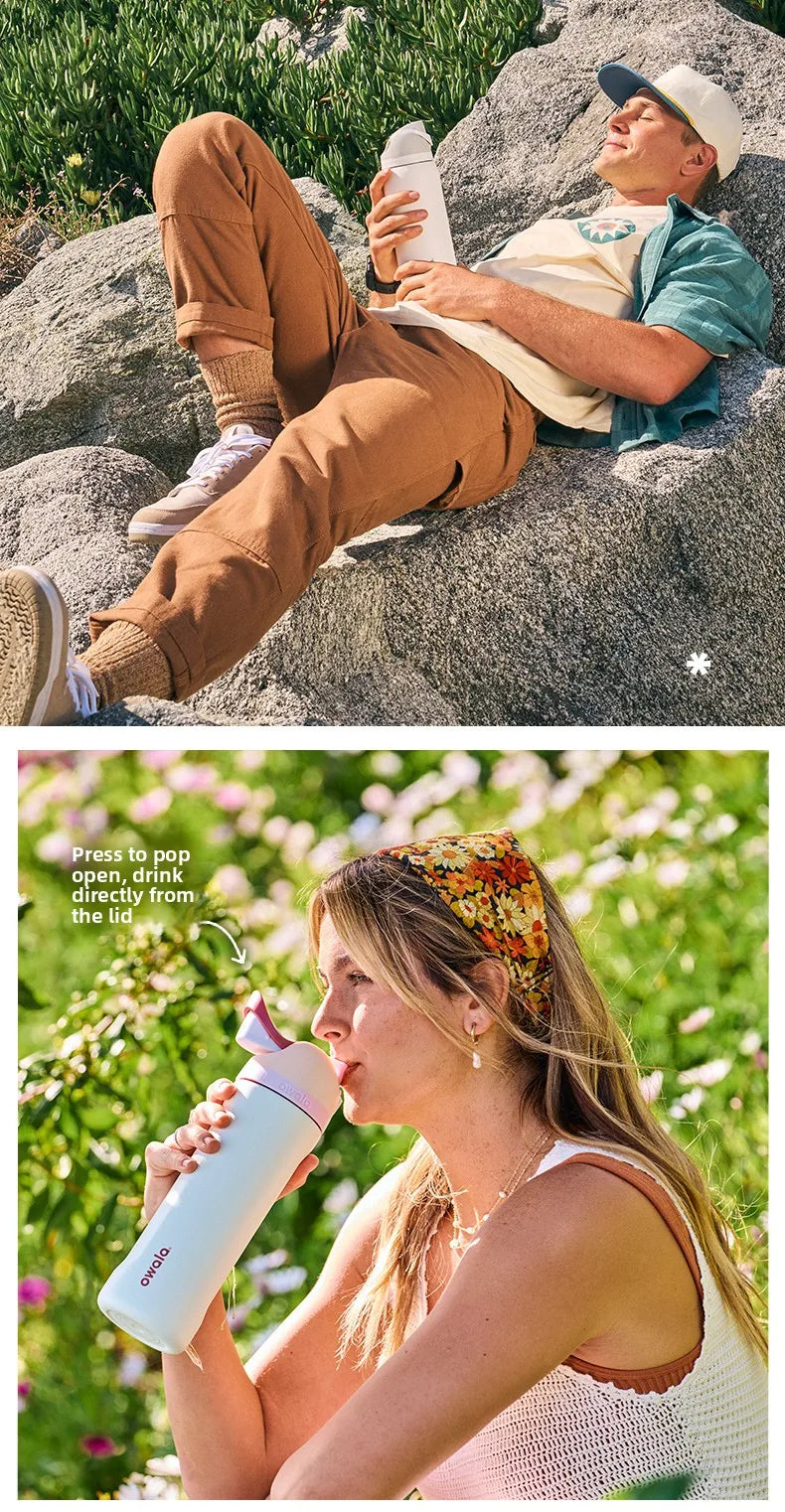 Owala Freesip insulated cup new straw cup stainless steel water cup portable cup 475ml，BPA-Free，16oz