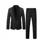 KIDWHXR Man Suit Outfit Patchwork Turn Down Collar Blazer Male Straight-leg Pant Men Slim Sequins Wedding Stage 2-piece Set