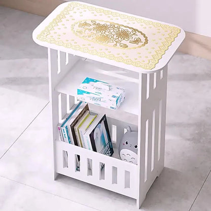 Modern Nordic Style Wooden Storage Table - Multipurpose Bedside & Living Room Organizer, Non-Waterproof Wood Material