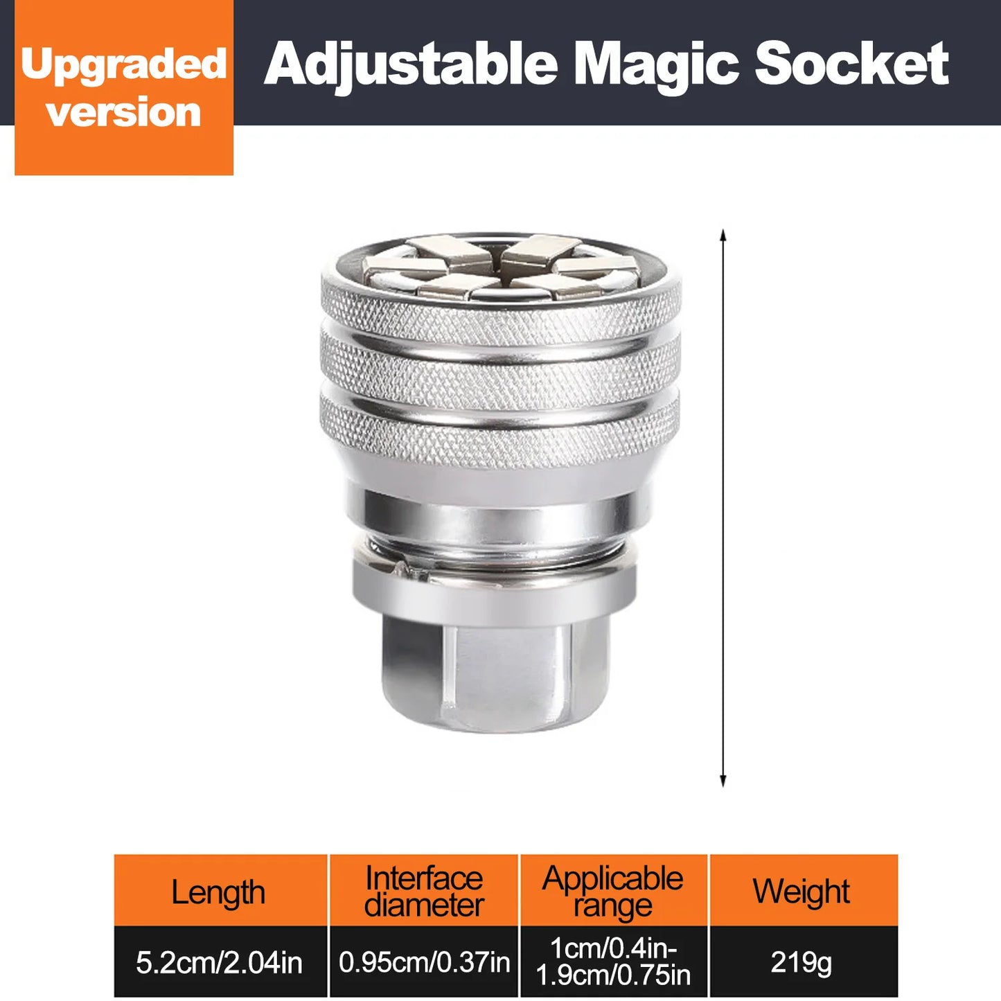 Universal Sleeve 2 Inch 10-19 Mm Adjustable Hex Universal Socket Torque Ratchet Wrench Head Spanner Sleeve Tools for Mechanic