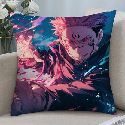 J-Jujutsu Kaisen Ryomen SukunaS Pillow Case Short Plush Pillow Covers Sofa Decor Gift Home Double-sided Printing Cushion Cover