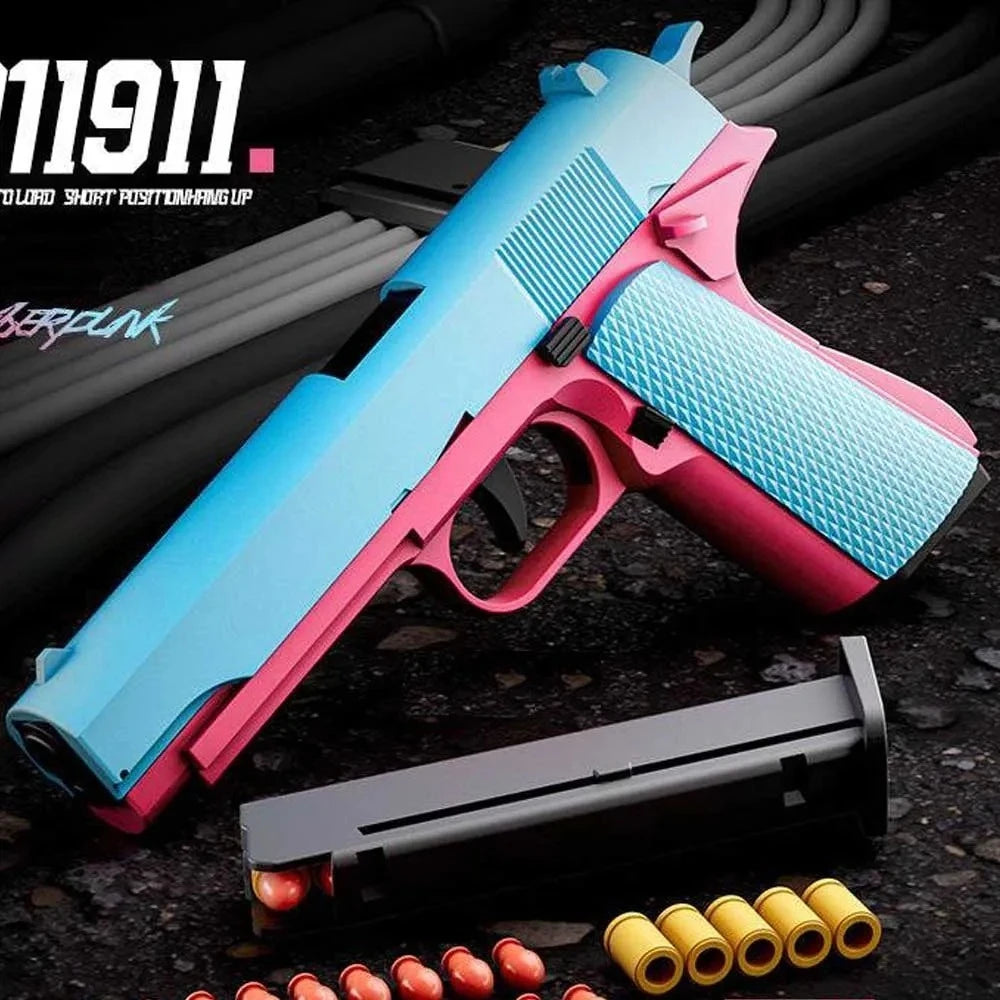 M1911 Toy Gun with Soft Bullets Safe Empty Hanging Launcher Fun Shooting Games Stress Relief Toy for Children Birthday Gift