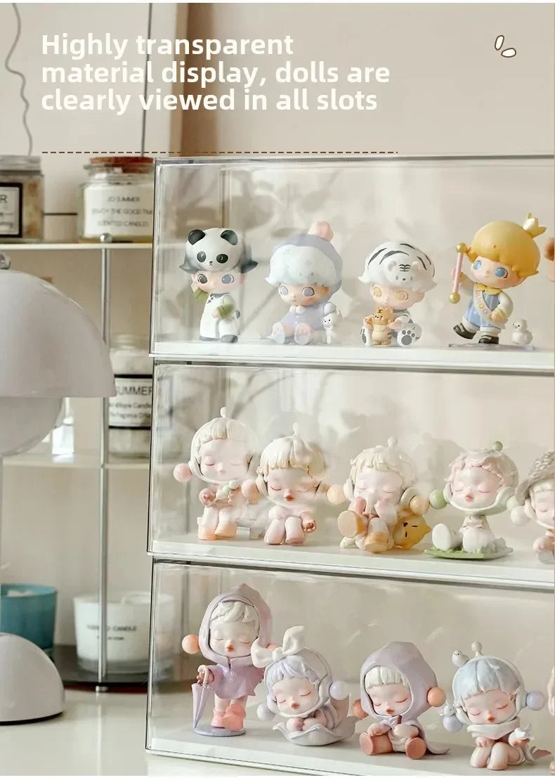 Acrylic Action Figure Display Case Transparent Doll Storage Box Toy Organizer Rack for Collectible Showcase Cabinet