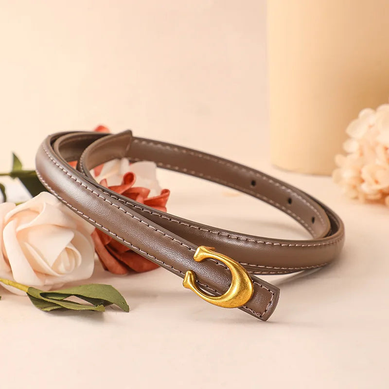 C-shaped Smooth Buckle Simple Women's Soft Durable Belt Fashion Women's Clothing Accessories Paired With Business Casual Belt
