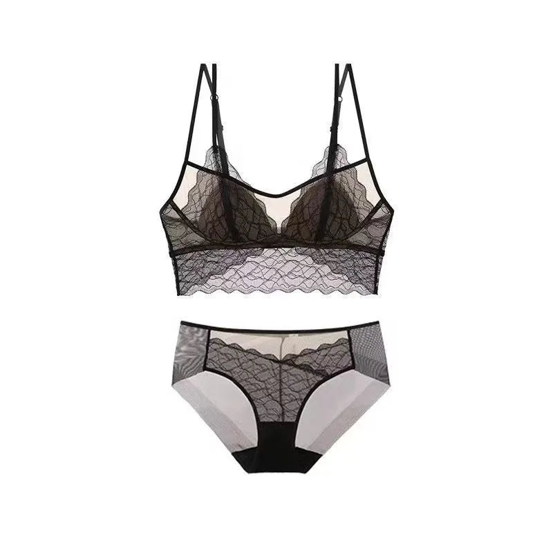 Sexy Lace Bralette No Underwire | French Triangle Cup Bra | Summer Thin Breathable for Women | Slimming Strappy Back Lingerie