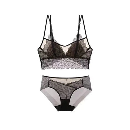 Sexy Lace Bralette No Underwire | French Triangle Cup Bra | Summer Thin Breathable for Women | Slimming Strappy Back Lingerie