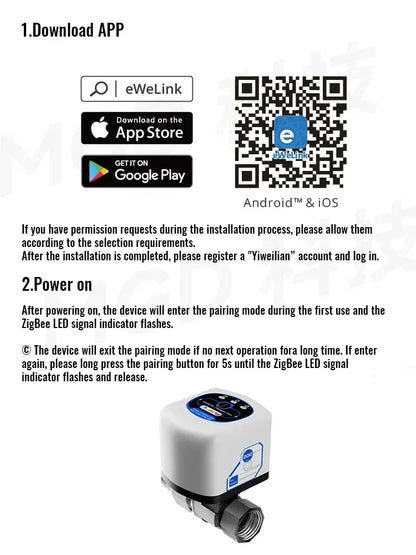 eWelink Zigbee Intelligent Valve DN15/DN20/DN25 App Rmote Control Works With Salutel/Alexa/Alice/Google Assistant/Smart Things