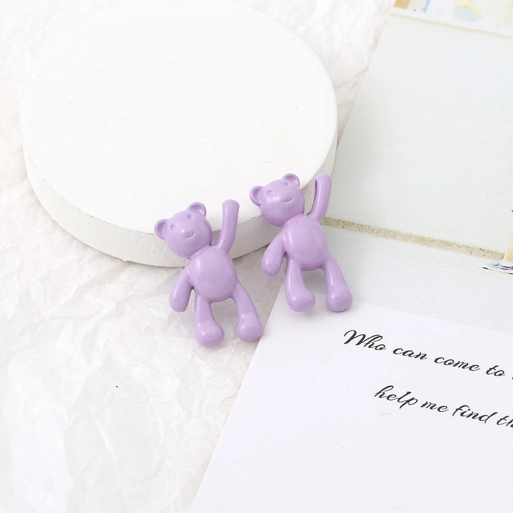 10PCS/lot DIY Cute Cartoon Teddy Bear Pendant Jewelry Accessories Wholesale Alloy Spray Paint Simple Multicolor Jewelry Material