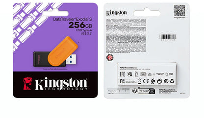 Kingston DataTraveler Exodia S USB Flash Drive 64GB 128GB 256GB 512G USB 3.2 Gen 1 Pen Drive Black DTXS Flash Drive for Computer
