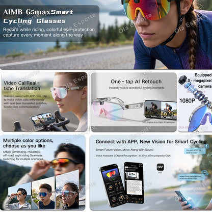 4K Polarized AI Smart Cycling Glasses Men 800W Camera Video Recording Translation Sunglasses BT Call Music Sports Glasses Q01