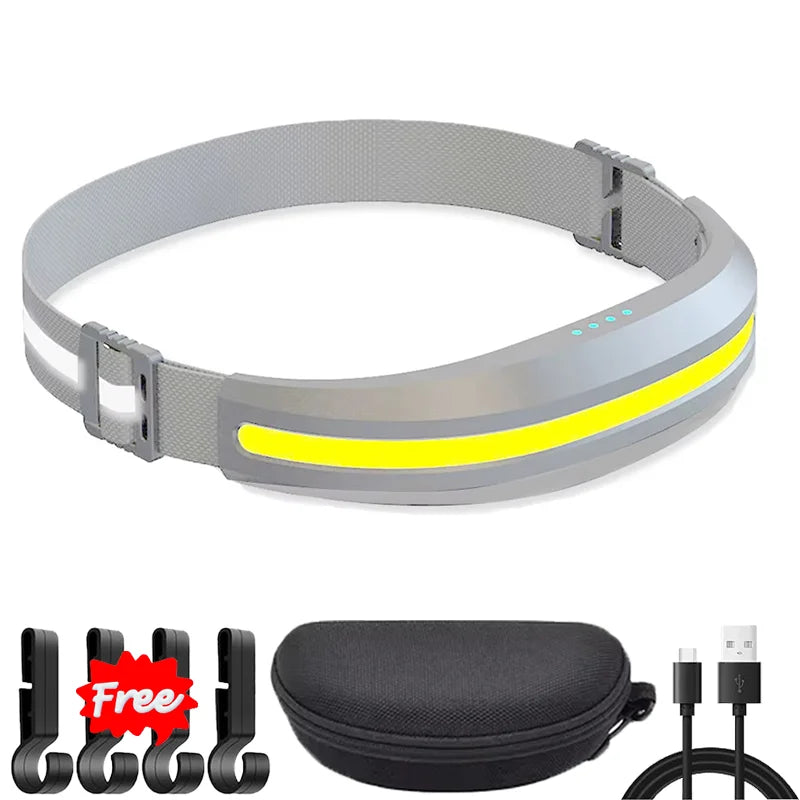 High Power COB Headlamp USB Rechargeable Lamp with 4 Lighting Modes Portable Light with Red/White Light Outdoor Camping Lantern