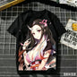 2026 Summer Demon Slayer Nezuko Cherry Blossom Butterfly Print Cotton T-Shirt Adult Kids Casual Loose Breathable Anime Tops Y2k