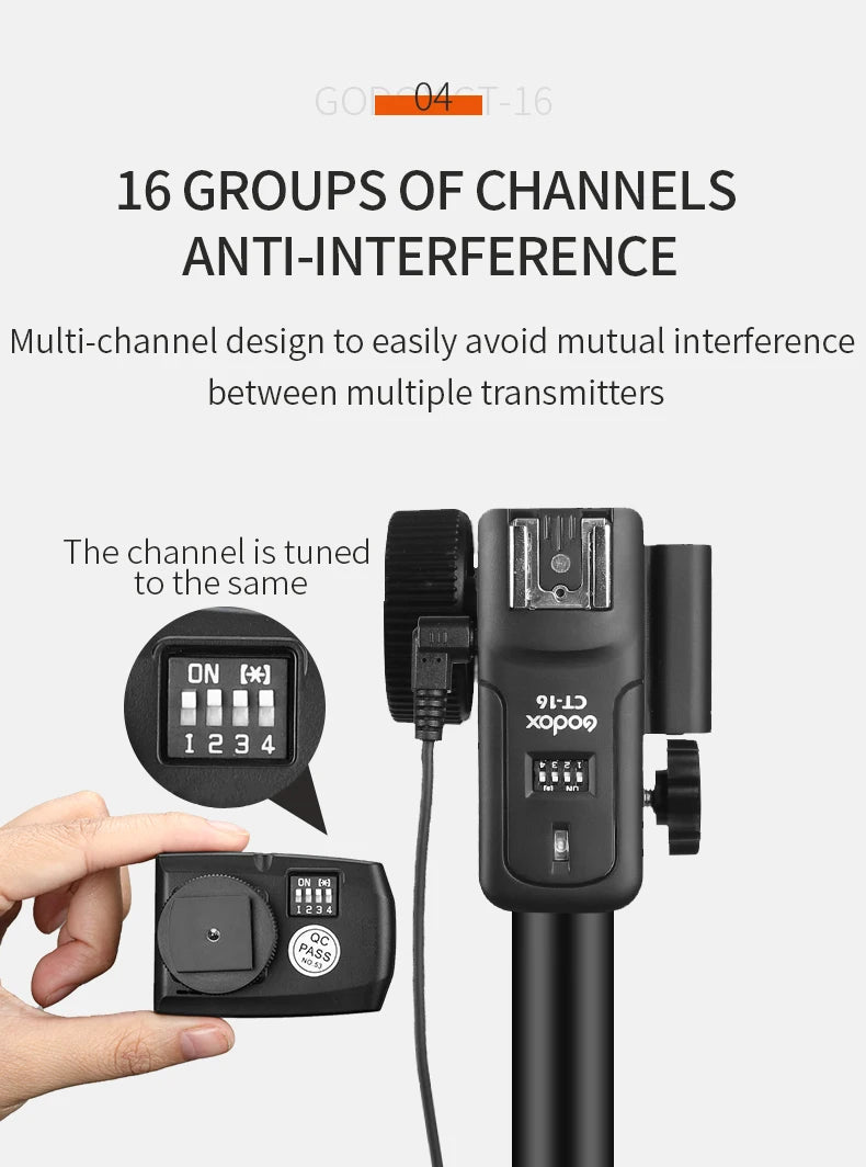Godox CT-16 16 Channels Wireless Radio Flash Trigger Transmitter + Receiver Set for Canon Nikon Pentax Studio Speedlite Flash