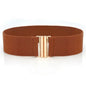 Fashion Women's Ladies Gold Buckle Wide Stretch Elastic Corset Waist Belt Waistband Dress Decoration Belt