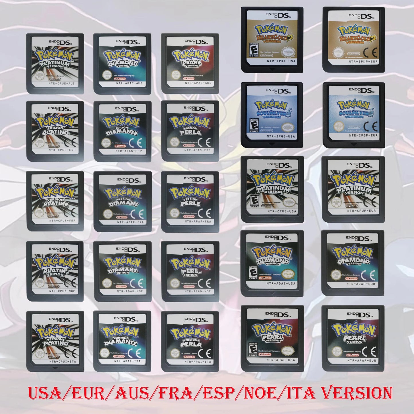 NOE/ESP/ITA/FRA/USA/EUR/AUS Version Pokemon HeartGold SoulSilver Platinum Diamond PearlVideo Game Card For DS 2DS 3DS Console