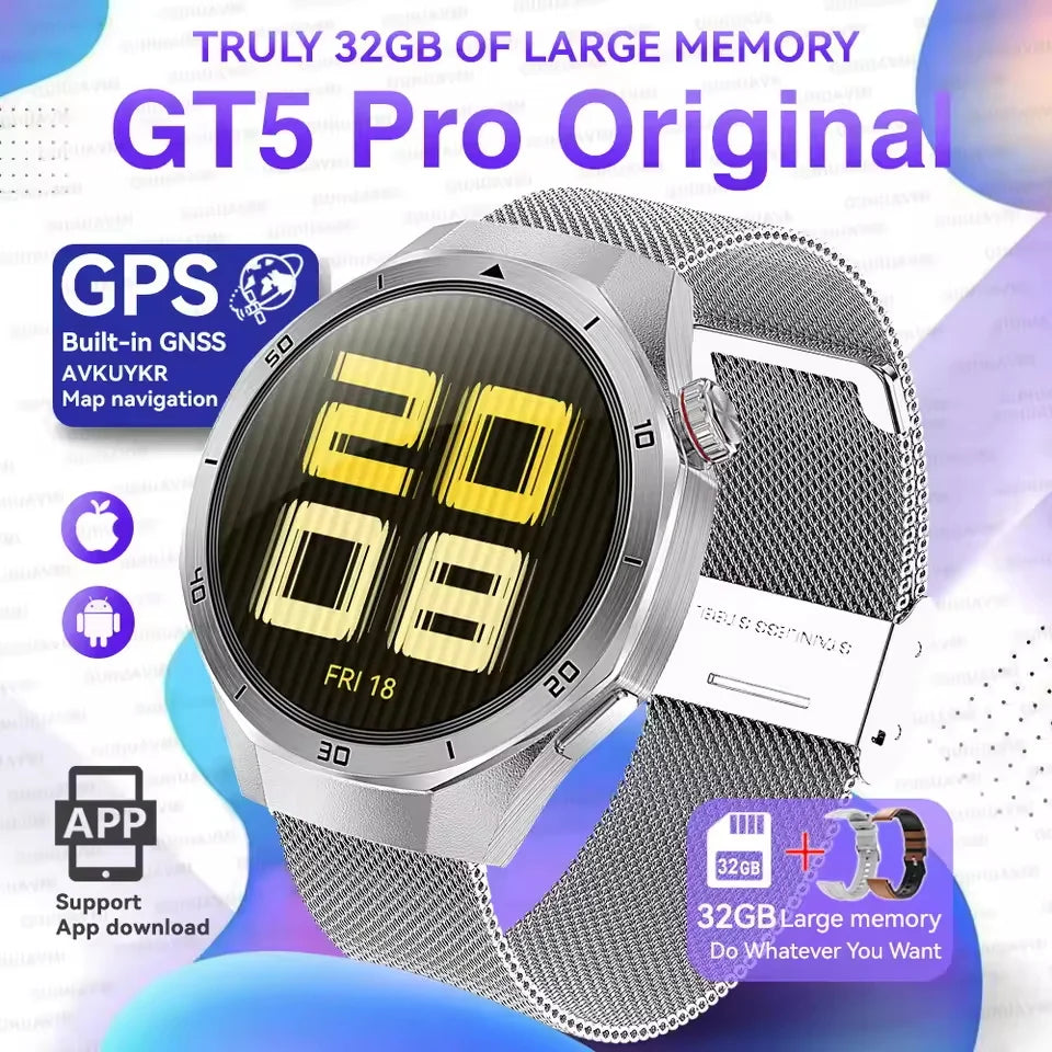 2025 NEW Fashion Men 32GB Big Memory SmartWatch APP Download TWS 3D Menu GPS Navigation Video Play Motion HD Call Watch GUHUAVMI