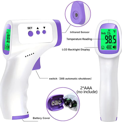Household Infrared Thermometer Digital Non Contact LCD Laser Thermometer Tool Handheld IR Temp Pyrometer Finger Pulse Oximeter