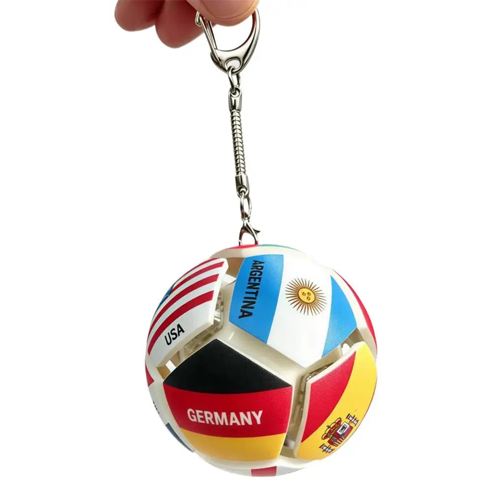 Mini Football Stress Relief Keychain Printed With Multiple Countries Flags Squeeze Sensory Toy Pocket Soccer Gift With Key Clip