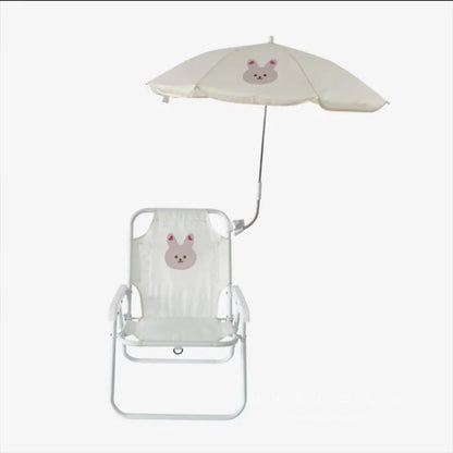 Children's Outdoor Beach Chair With Umbrella Cute Ins Wind Portable Folding Chair Seaside Photo With Parasol Back Chair ﻿