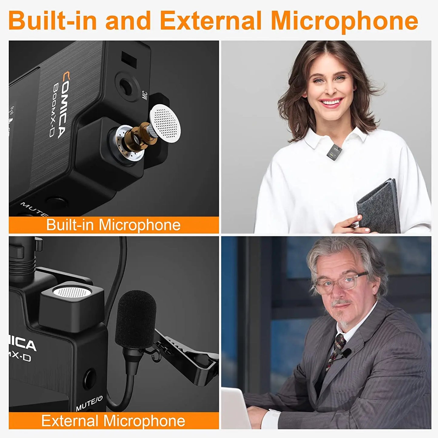 Comica BoomX-D 2.4G Wireless Microphone Dual-channel Lapel Microphone Condenser Lavalier Mic For PC Smartphone Camera Youtube