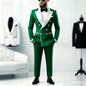 2-Piece Men's Casual Smolking Set with White Lapel Blazer And Black Pants Wedding Groomsmen Suit for Ceremony And Festa