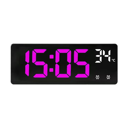 Voice Control Digital Alarm Clock Temperature Dual Alarm Snooze Desktop Table Clock Night Mode 12/24H LED Clock Watch Desk